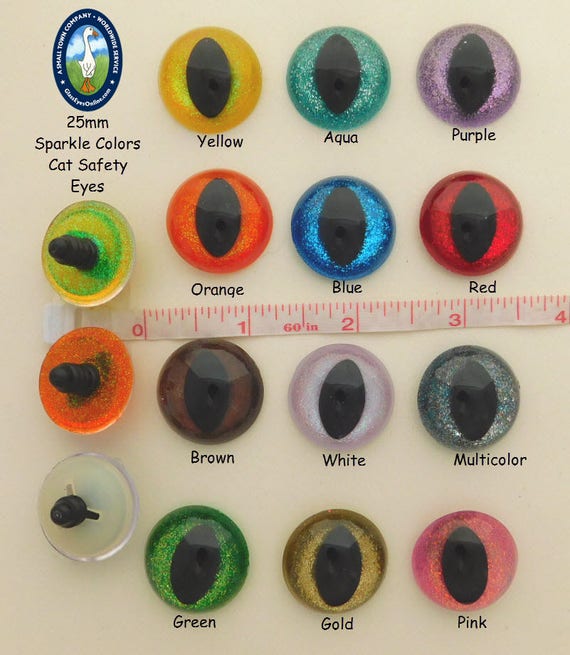 Plastic Slit Pupil Safety Eyes - 25mm Green - 4 Pairs