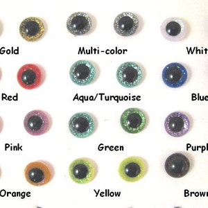 12 PAIR 6mm or 8mm or 9mm or 10mm or 12mm Safety Eyes Sparkle Glitter ...