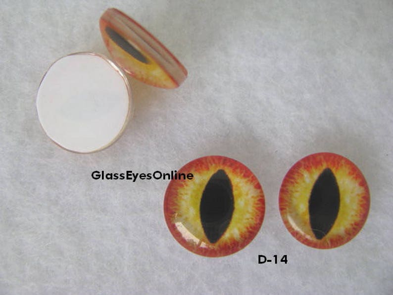 10 Pairs 20mm Glow In The Dark Glass Lizard Eyes Round Dome