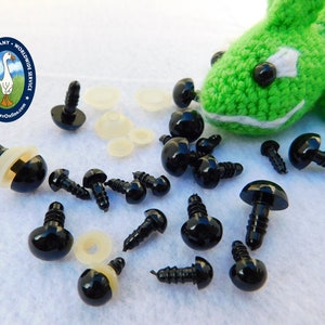 12 PAIR Black Safety Eyes With Washers 5mm 6mm 7mm 8mm 9mm 10mm 12mm 13mm Amigurumi Sew Crochet Knit Teddy Bear Doll PE-1 image 8
