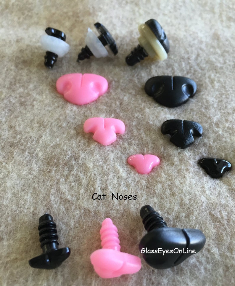 12 Cat Noses 9mm, 11mm, 12mm, 13mm, or 18mm With Washer For Cat, Kitten, Fantasy Character, Sewing, Crochet, Pink & Black CTN-1 image 2