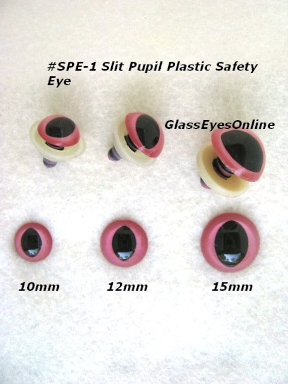 12 PAIR 10mm or 12mm or 15mm SLIT Pupil Plastic Safety Eyes Choose