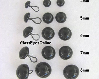 18 PAIR Black Glass Eyes with Wire Loops Assorted Sizes 3mm to 8mm for  teddy bears, dolls, sculpture, needle felting, sewing  ( LP-201 )