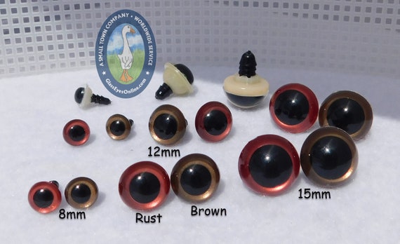 BEAR ANIMAL DOLL 4 X IRIDESCENT TOY EYES SAFETY TEDDY EYES 16MM RUST