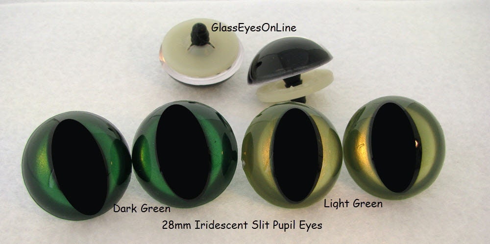 2 PAIR Cat Safety Eyes Hand Painted Iridescent Colors With Washer