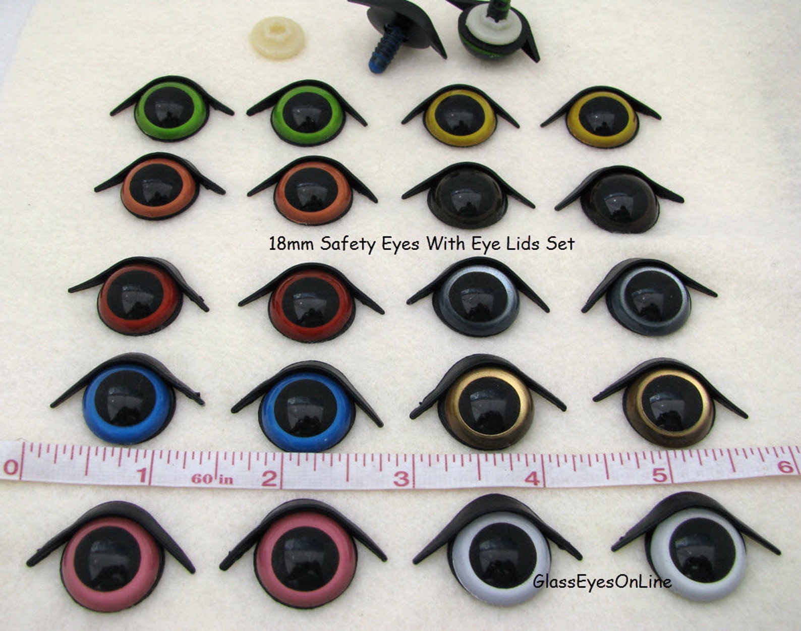 Safety Eyes With Eye Lids Set of 10 Pair Size 15mm or 18mm for Etsy