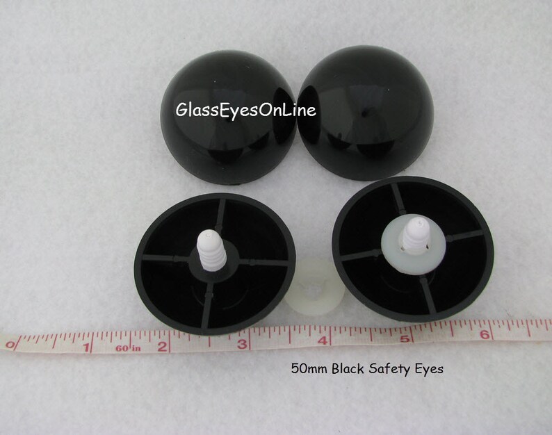 2 Pair 40mm or 50mm BLACK Plastic Safety Eyes With Washers for Etsy