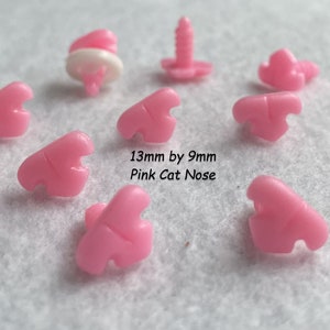 12 Cat Noses 9mm, 11mm, 12mm, 13mm, or 18mm With Washer For Cat, Kitten, Fantasy Character, Sewing, Crochet, Pink & Black CTN-1 image 8