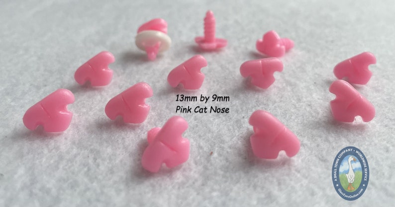 12 Cat Noses 9mm, 11mm, 12mm, 13mm, or 18mm With Washer For Cat, Kitten, Fantasy Character, Sewing, Crochet, Pink & Black CTN-1 image 8
