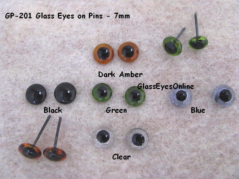 20 PAIR 7mm Glass EYES on Wire Pins for Needle Felted Etsy