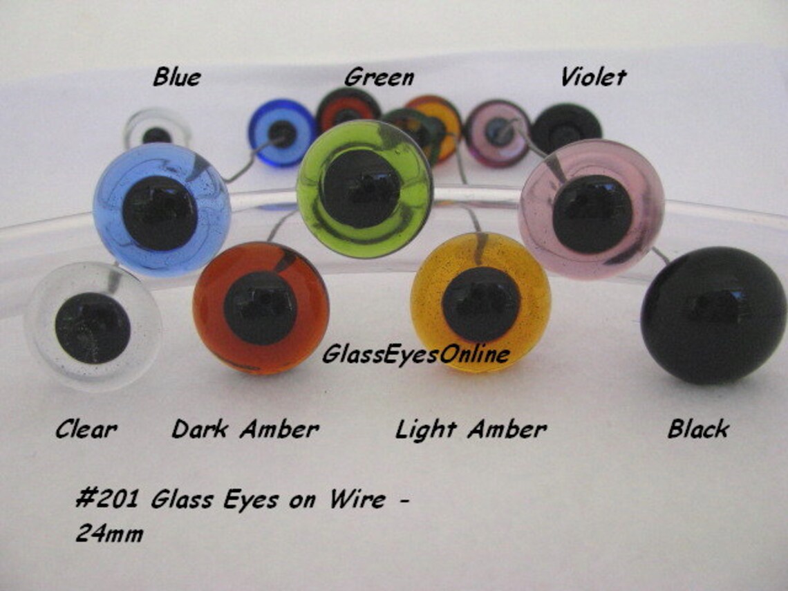 1 PAIR Glass EYES on Wire Choose Size 14mm to 24mm for Needle Etsy