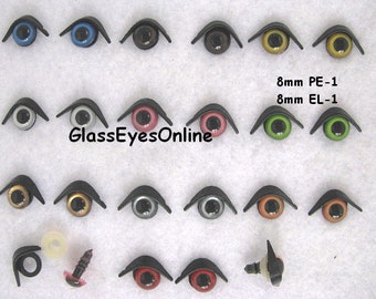 Safety Eyes With Eye Lids and Washers 10 Pair 8mm to  27mm For Dolls, Puppets, Animals, Teddy Bears, Crafts, Crochet, Sewing,  PEEL