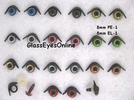 Safety Eyes With Eye Lids and Washers 10 Pair 8mm to  27mm For Dolls, Puppets, Animals, Teddy Bears, Crafts, Crochet, Sewing,  PEEL