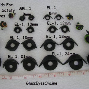 10 PAIR Eye Lids  Choose Size 8mm to 27mm Snap On Back of Safety Eyes for Teddy bear Doll Crafts Plush Animals Fantasy Creatures    (EL-1)