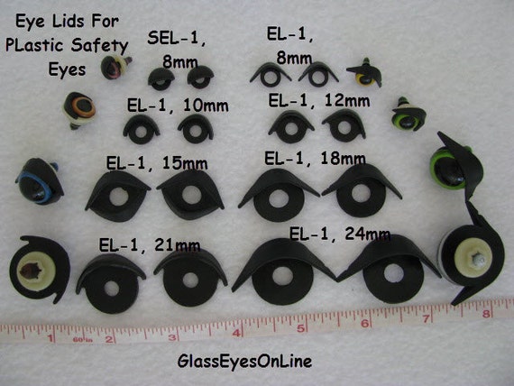 10 PAIR Eye Lids  Choose Size 8mm to 27mm Snap On Back of Safety Eyes for Teddy bear Doll Crafts Plush Animals Fantasy Creatures    (EL-1)