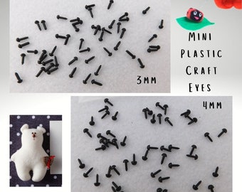 24 PAIR Black Plastic EYES with Straight stems 2mm or 3mm or 4mm or 5mm for Teddy Bears, Sculpture, Miniature, Needle Felting ( PPE-1 )