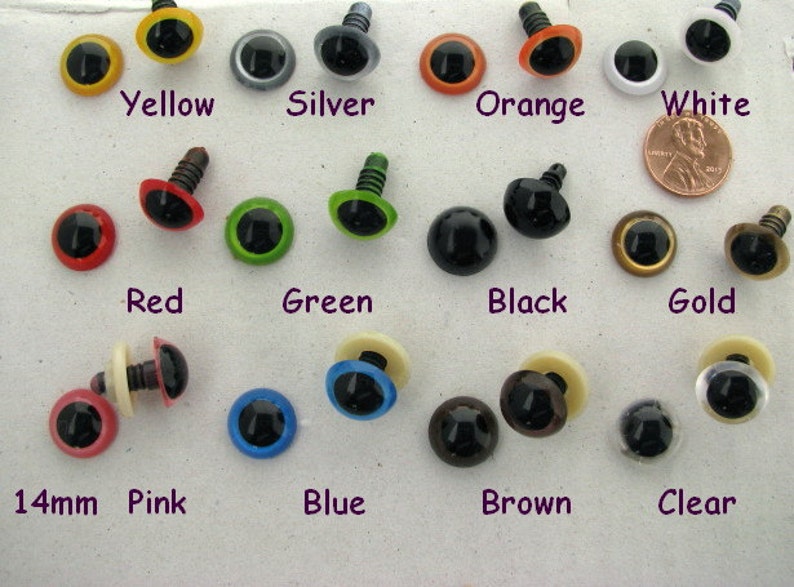 12 PAIR 14mm or 15mm or 16mm Plastic Safety Eyes With Washers Etsy