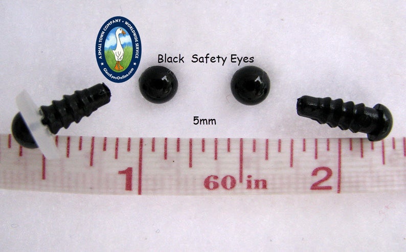 12 PAIR Black Safety Eyes With Washers 5mm 6mm 7mm 8mm 9mm 10mm 12mm 13mm Amigurumi Sew Crochet Knit Teddy Bear Doll PE-1 5mm