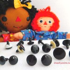 12 Pair Round Flat Safety Eyes, Noses, Buttons BLACK 13mm or 16mm For Fantasy Character Teddy Bear Doll Puppet Sewing Crochet Crafts  RBE