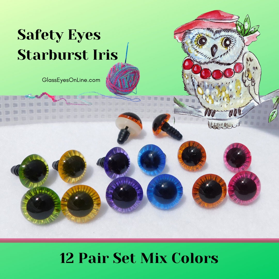 14 PAIR Safety Eyes 6mm or 12mm Solid Colors No Pupils ROUNDED