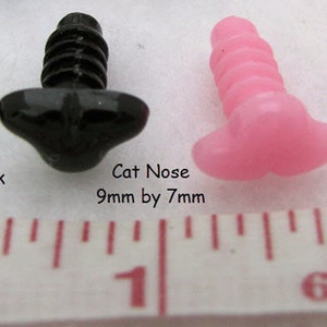 12 Cat Noses 9mm, 11mm, 12mm, 13mm, or 18mm With Washer For Cat, Kitten, Fantasy Character, Sewing, Crochet, Pink & Black CTN-1 9.5mm X 7mm Pink