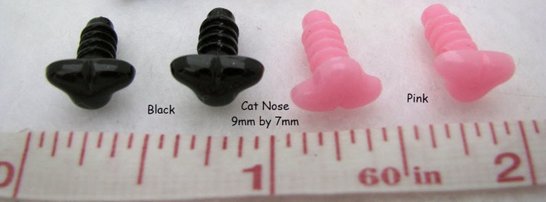 12 Cat Noses 9mm, 11mm, 12mm, 13mm, or 18mm With Washer For Cat, Kitten, Fantasy Character, Sewing, Crochet, Pink & Black CTN-1 9.5mm X 7mm Pink