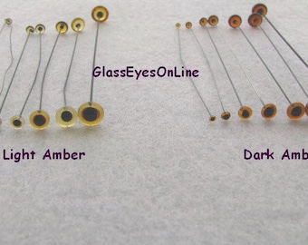 7 PAIR Asst Size 2mm to 8mm Glass Eyes on WIRE Choose Color for teddy bears, dolls, polymer clay sculpture, decoys, fishing lures ( 201 )
