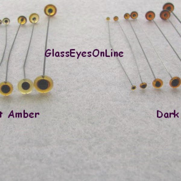 7 PAIR Asst Size 2mm to 8mm Glass Eyes on WIRE Choose Color for teddy bears, dolls, polymer clay sculpture, decoys, fishing lures ( 201 )