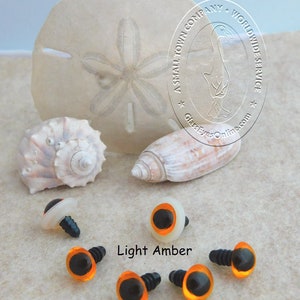 12 PAIR Acrylic Safety Eyes Amber With Plastic Washers 6m or 8mm or 9mm or 10mm or 12mm For Sewing, Crochet, Teddy Bear, Doll, Crafts APE image 2