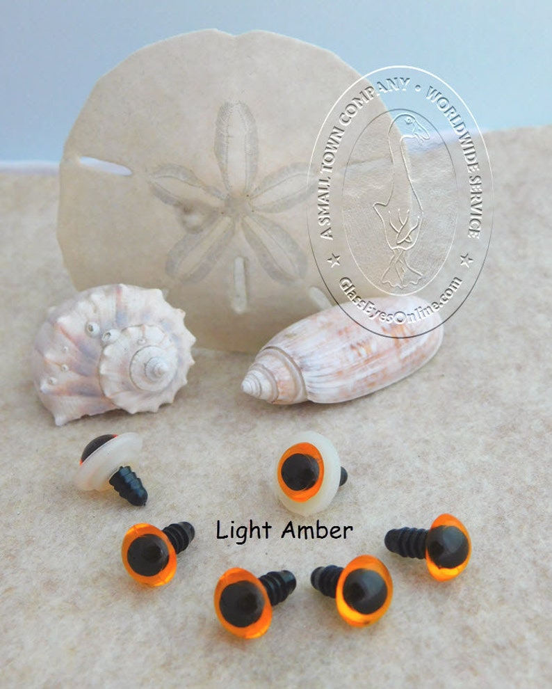 12 PAIR Acrylic Safety Eyes Amber With Plastic Washers 6m or 8mm or 9mm or 10mm or 12mm For Sewing, Crochet, Teddy Bear, Doll, Crafts APE image 2