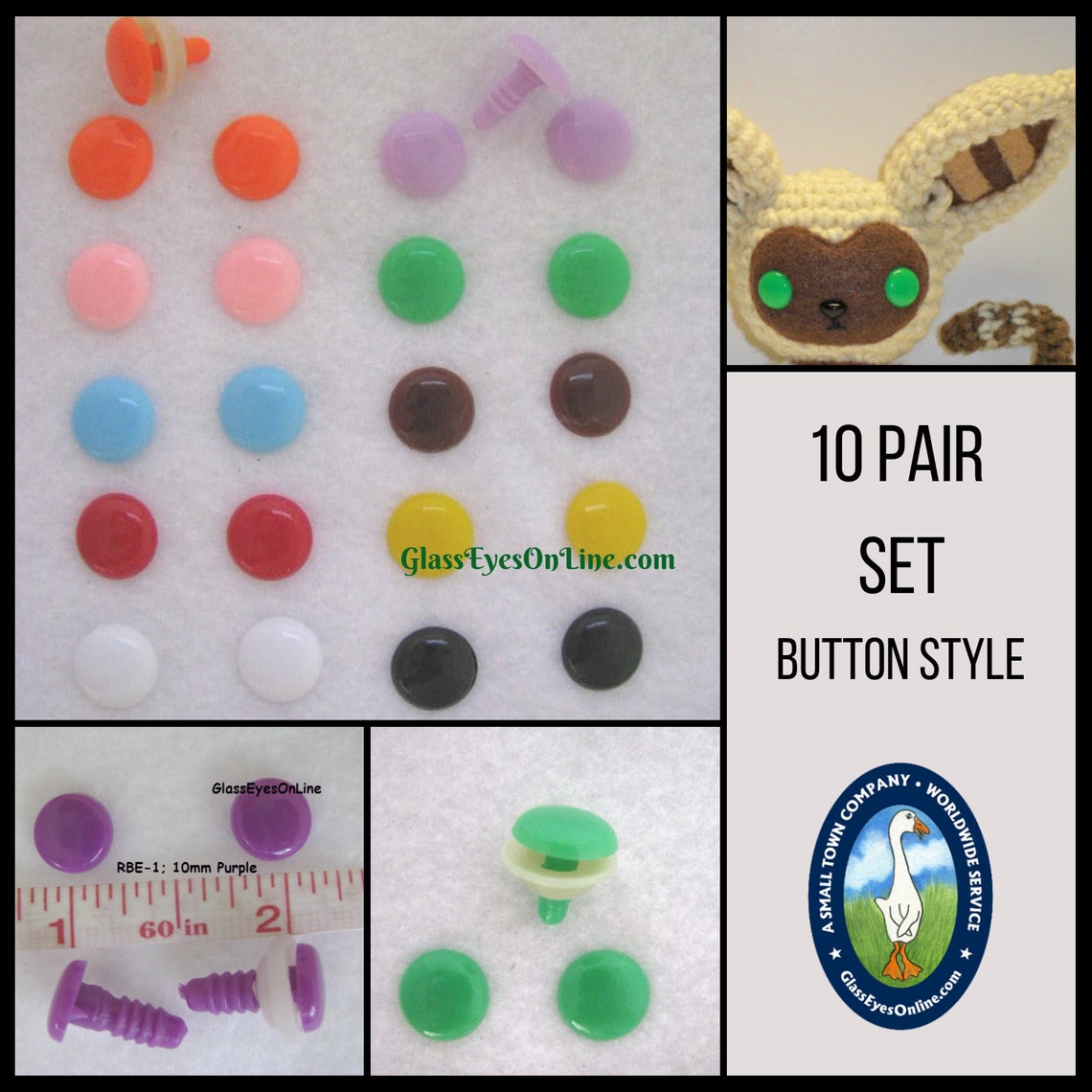 20 Pair 6mm or 8mm Round Flat Safety Eyes Noses Buttons for Etsy