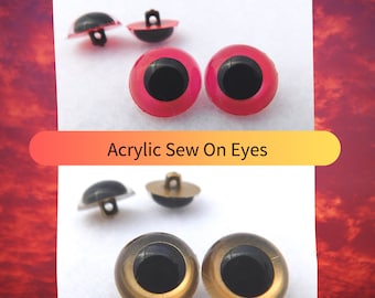 6 Pair Sew On Eyes For Sewing Arts and Crafts.  Craft Eyes for Use in Teddy Bears, Dolls, Plush Animals, Fairy, Pixie, Fish Lures, SORP-2