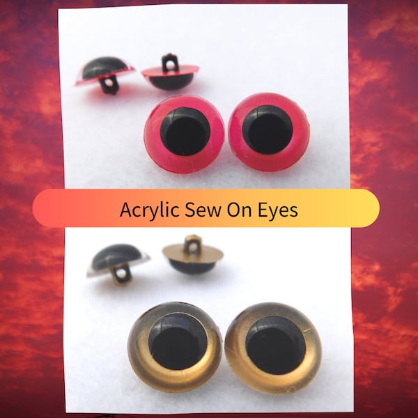 6 Pair Sew On Eyes For Sewing Arts and Crafts.  Craft Eyes for Use in Teddy Bears, Dolls, Plush Animals, Fairy, Pixie, Fish Lures, SORP-2
