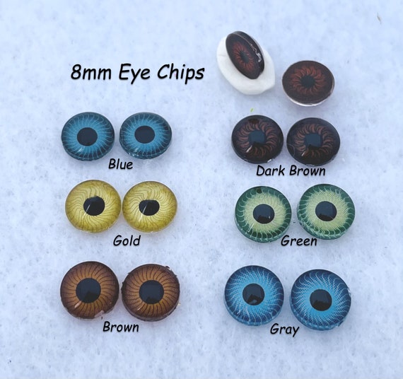ドールアイ 6ペア 8mm プラスチックアイチップ フラットグルーオン