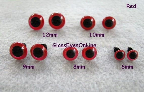 12 PAIR 6mm or 8mm or 9mm or 10mm or 12mm Safety EYES Choose Size