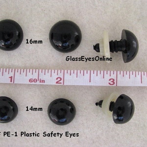 Plastic Safety Eyes - 15mm Black - 4 Pairs