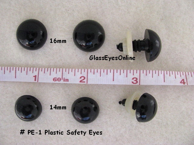 Safety Eyes for Amigurumi Crochet 30PCS 16-24 mm, Plastic Black