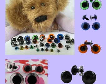 6 PAIR Safety Eyes Transparent Colors Acrylic With Metal Washers 14mm to 18mm Teddy Bear Doll Plush Animal Sewing Needle Felting TPE
