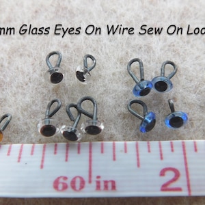 6 PAIR GLASS EYES on Wire Solid Black Choose 1mm to 8mm for Teddy Bears  Dolls Needle Felting Polymer Clay Sculpture Carving Crafts 201 
