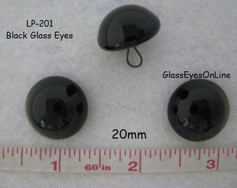 1 PAIR 20mm Glass EYES Wire Loops Teddy Bears, Dolls, Plush Animals, Dark Amber, Black, Needle Felting, Sewing, Sculpture,  ( LP-201 )