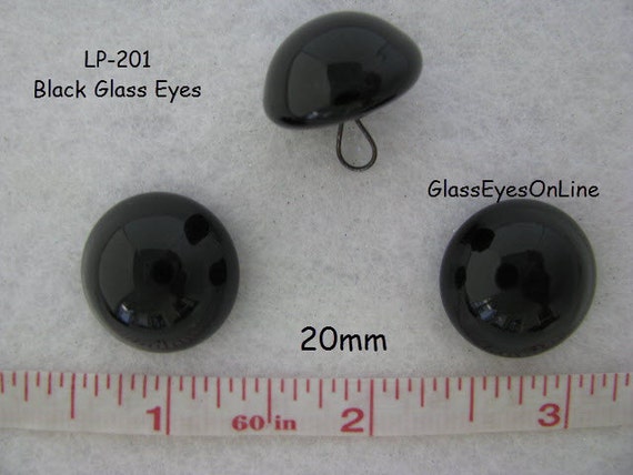 1 PAIR 20mm Glass EYES Wire Loops Teddy Bears, Dolls, Plush Animals, Dark Amber, Black, Needle Felting, Sewing, Sculpture,  ( LP-201 )