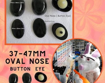 6 Black Oval Safety Noses 47mm or 37mm Use also for Eyes or Buttons for Puppets, Teddy Bears, Dolls, Sewing, Crochet, Arts & Crafts ON-1