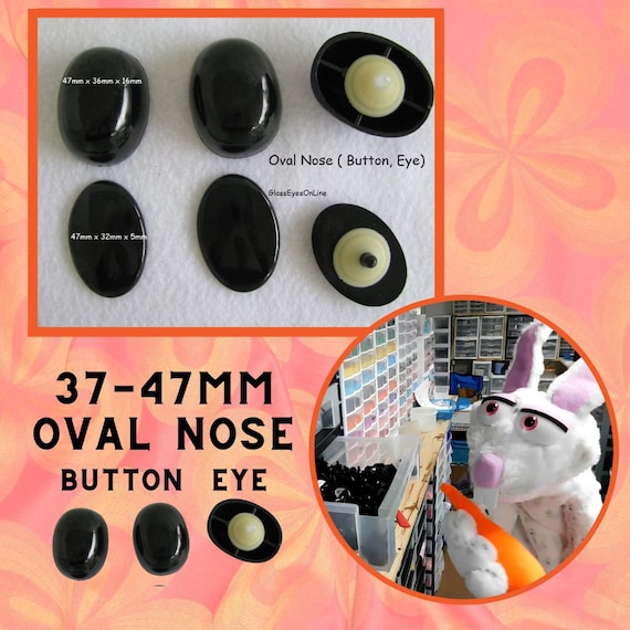 6 Black Oval Safety Noses 47mm or 37mm Use Also for Eyes or