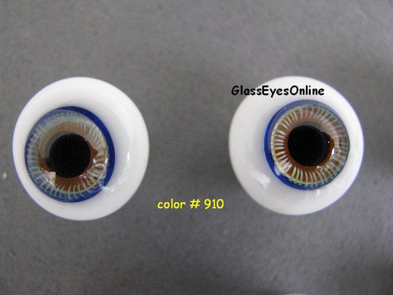 1 PAIR Glass Doll Eyes 12mm Solid Glass Craft Eyes for Dolls, Fairy, Mermaid, Fantasy, Ooak, Sculpture, Bisque, Polymer Clay, Carving TCDE 910