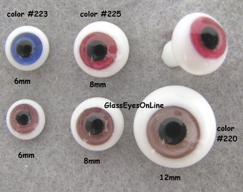 1 PAIR 6mm or 8mm or 10mm or 12mm Solid Glass Doll Eyes Fantasy Colors for  Doll, Fairy, Ooak, Sculpture, Bisque, Polymer Clay  FGDE