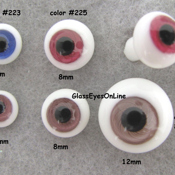 1 PAIR 6mm or 8mm or 10mm or 12mm Solid Glass Doll Eyes Fantasy Colors for  Doll, Fairy, Ooak, Sculpture, Bisque, Polymer Clay  FGDE