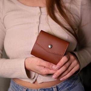 Cartera de piel auténtica marrón, diseño unisex para hombre y mujer