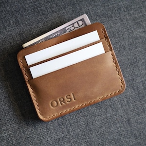 Rustikale Leder Geldbörse - Handgefertigt in Whiskey Crazy Horse, Dokumente & Bargeld, Taschenformat