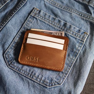 Whisky-Leder-Kartenhalter - Handgefertigtes Crazy Horse Portemonnaie für Karten, Bargeld und Ausweise im Taschenformat