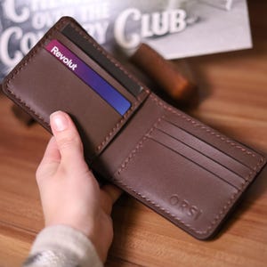 Handgefertigte braune Leder Geldbörse - schlankes, kompaktes und minimalistisches Design mit Kartenfächern, Bargeldtasche, echtes Leder für Männer, Frauen